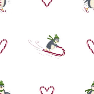 Penguins/Candy Canes wrapping paper