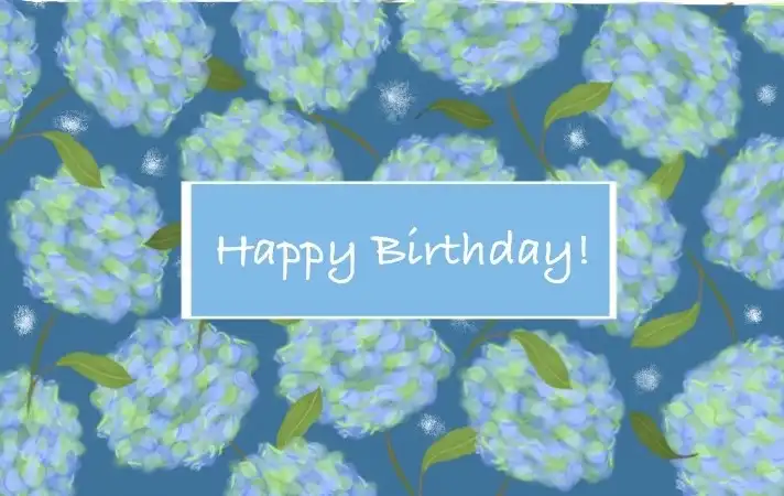 Blue Hydrangea birthday card