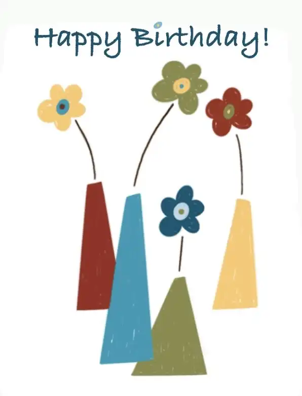 Four Flowers birthday card