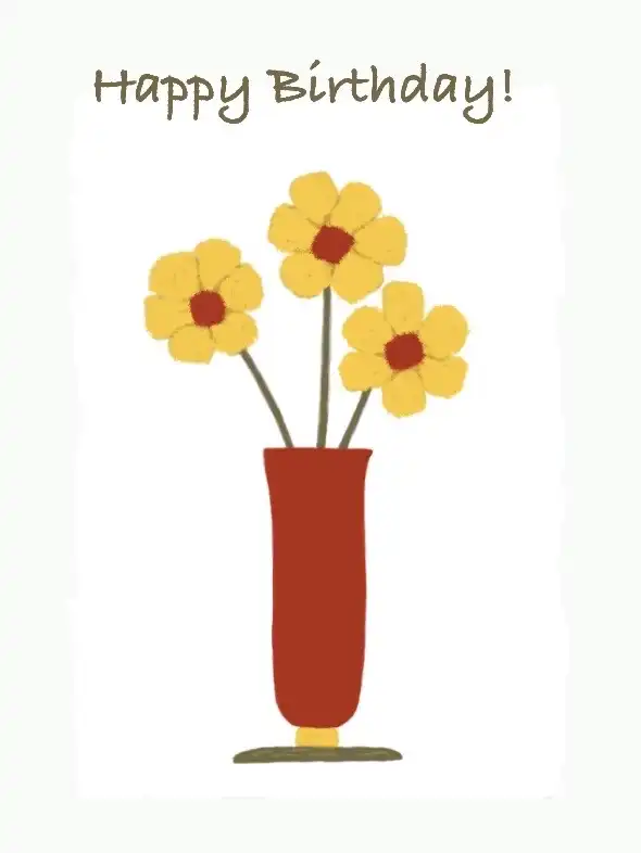 Red Vase birthday card