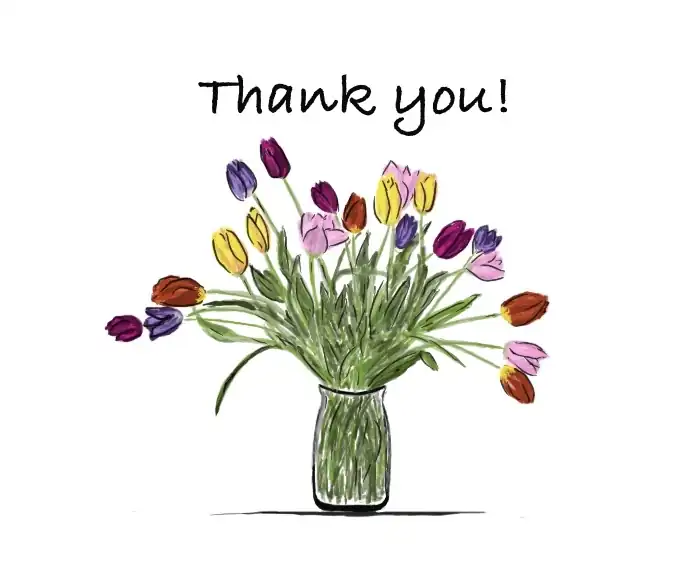 Tulips in a Vase thank you card